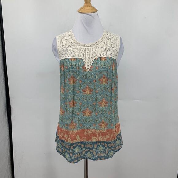 Maeve Top Womens S Small Multi Laced Eleanor Crochet Floral Lined Keyhole Blouse - Picture 2 of 14